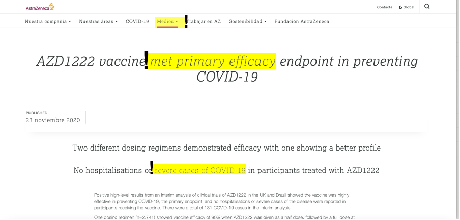 AstraZeneca mixed language error