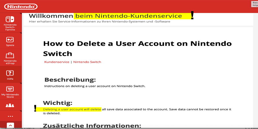 Nintendo mixed language error